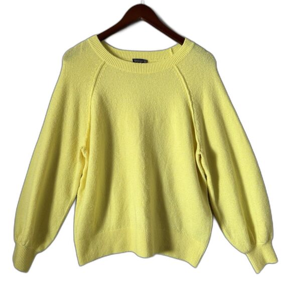 Vince Camuto Yellow Sweater Crew Neck Knit Balloon Sleeve Pullover Size S Cozy - Picture 3 of 6